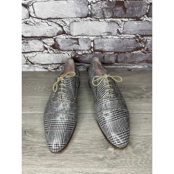 O'Quincy by Jan Palmen White Black Plaid Lace Up Oxfords Shoes Women 41EU/10.5US - Picture 16 of 16